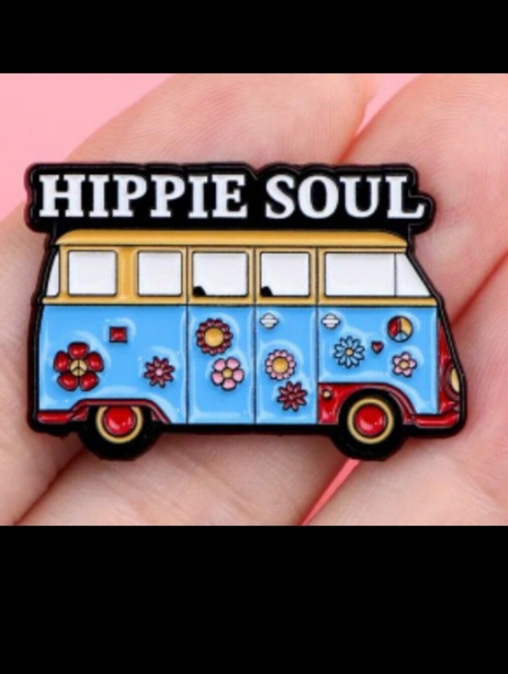 Hippie Soul Enamel Pin - Blue Floral Van